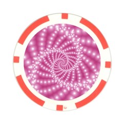 Glossy Pastel Pink Beaded Spiral Fractal  Poker Chip Card Guard from ArtsNow.com Front