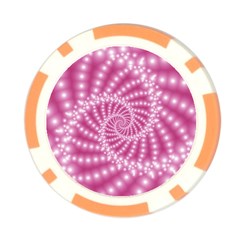 Glossy Pastel Pink Beaded Spiral Fractal  Poker Chip Card Guard from ArtsNow.com Front