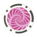 Glossy Pastel Pink Beaded Spiral Fractal  Poker Chip Card Guard