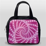 Glossy Pastel Pink Beaded Spiral Fractal  Classic Handbag (One Side)