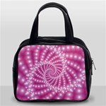 Glossy Pastel Pink Beaded Spiral Fractal  Classic Handbag (Two Sides)