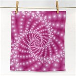 Glossy Pastel Pink Beaded Spiral Fractal  Face Towel