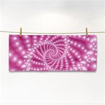 Glossy Pastel Pink Beaded Spiral Fractal  Hand Towel