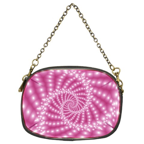 Glossy Pastel Pink Beaded Spiral Fractal  Chain Purse (One Side) from ArtsNow.com Front