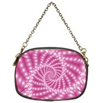 Glossy Pastel Pink Beaded Spiral Fractal  Chain Purse (One Side)