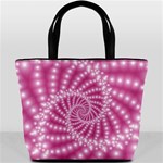 Glossy Pastel Pink Beaded Spiral Fractal  Bucket Bag