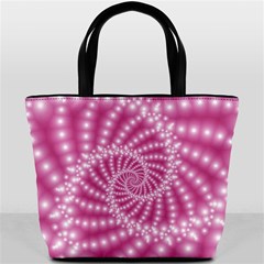 Glossy Pastel Pink Beaded Spiral Fractal  Bucket Bag from ArtsNow.com Back