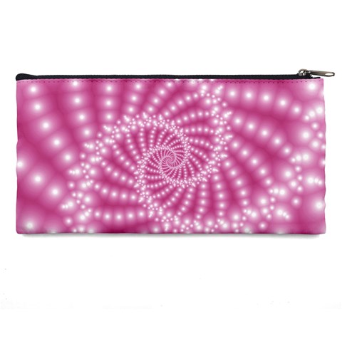 Glossy Pastel Pink Beaded Spiral Fractal  Pencil Case from ArtsNow.com Back