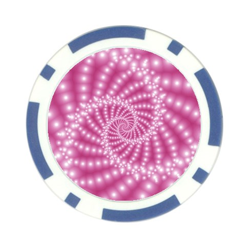 Glossy Pastel Pink Beaded Spiral Fractal  Poker Chip Card Guard (10 pack) from ArtsNow.com Front