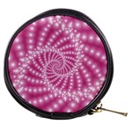 Glossy Pastel Pink Beaded Spiral Fractal  Mini Makeup Bag