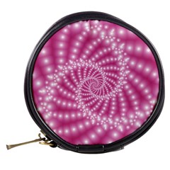 Glossy Pastel Pink Beaded Spiral Fractal  Mini Makeup Bag from ArtsNow.com Back