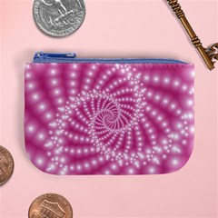 Glossy Pastel Pink Beaded Spiral Fractal  Mini Coin Purse from ArtsNow.com Front