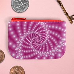 Glossy Pastel Pink Beaded Spiral Fractal  Mini Coin Purse from ArtsNow.com Front