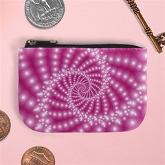 Glossy Pastel Pink Beaded Spiral Fractal  Mini Coin Purse from ArtsNow.com Front