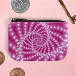 Glossy Pastel Pink Beaded Spiral Fractal  Mini Coin Purse