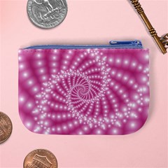 Glossy Pastel Pink Beaded Spiral Fractal  Mini Coin Purse from ArtsNow.com Back