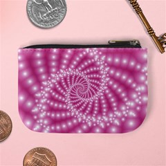 Glossy Pastel Pink Beaded Spiral Fractal  Mini Coin Purse from ArtsNow.com Back