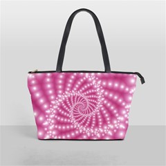 Glossy Pastel Pink Beaded Spiral Fractal  Classic Shoulder Handbag from ArtsNow.com Front