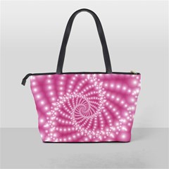 Glossy Pastel Pink Beaded Spiral Fractal  Classic Shoulder Handbag from ArtsNow.com Back