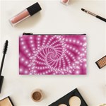 Glossy Pastel Pink Beaded Spiral Fractal  Cosmetic Bag (Small)