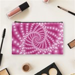 Glossy Pastel Pink Beaded Spiral Fractal  Cosmetic Bag (Medium)