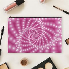 Glossy Pastel Pink Beaded Spiral Fractal  Cosmetic Bag (Large) from ArtsNow.com Front