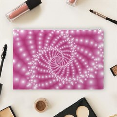 Glossy Pastel Pink Beaded Spiral Fractal  Cosmetic Bag (Large) from ArtsNow.com Back