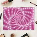 Glossy Pastel Pink Beaded Spiral Fractal  Cosmetic Bag (XL)