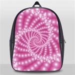 Glossy Pastel Pink Beaded Spiral Fractal  School Bag (Large)