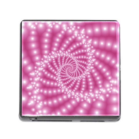 Glossy Pastel Pink Beaded Spiral Fractal  Memory Card Reader (Square) from ArtsNow.com Front