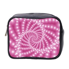 Glossy Pastel Pink Beaded Spiral Fractal  Mini Toiletries Bag (Two Sides) from ArtsNow.com Front