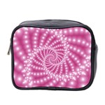 Glossy Pastel Pink Beaded Spiral Fractal  Mini Toiletries Bag (Two Sides)