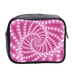 Glossy Pastel Pink Beaded Spiral Fractal  Mini Toiletries Bag (Two Sides) from ArtsNow.com Back