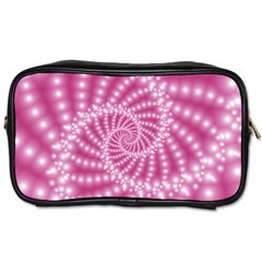 Glossy Pastel Pink Beaded Spiral Fractal  Toiletries Bag (Two Sides) from ArtsNow.com Front