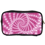 Glossy Pastel Pink Beaded Spiral Fractal  Toiletries Bag (Two Sides)