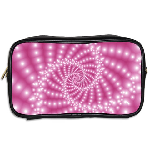 Glossy Pastel Pink Beaded Spiral Fractal  Toiletries Bag (Two Sides) from ArtsNow.com Back