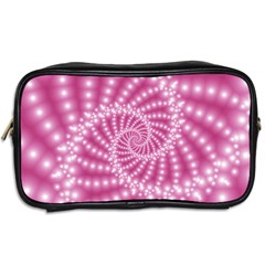 Glossy Pastel Pink Beaded Spiral Fractal  Toiletries Bag (Two Sides) from ArtsNow.com Back