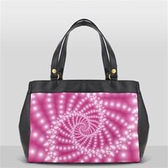 Glossy Pastel Pink Beaded Spiral Fractal  Oversize Office Handbag (2 Sides) from ArtsNow.com Front