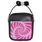 Glossy Pastel Pink Beaded Spiral Fractal  Girls Sling Bag