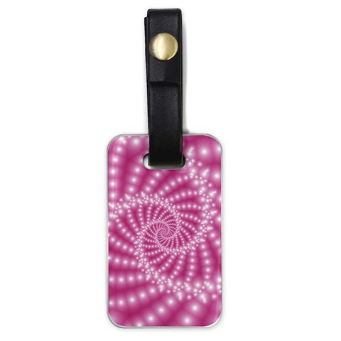 Glossy Pastel Pink Beaded Spiral Fractal  Luggage Tag (one side) from ArtsNow.com Front