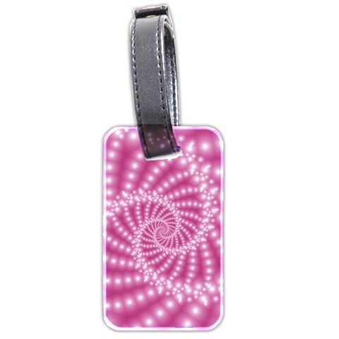 Glossy Pastel Pink Beaded Spiral Fractal  Luggage Tag (two sides) from ArtsNow.com Front