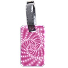 Glossy Pastel Pink Beaded Spiral Fractal  Luggage Tag (two sides) from ArtsNow.com Front