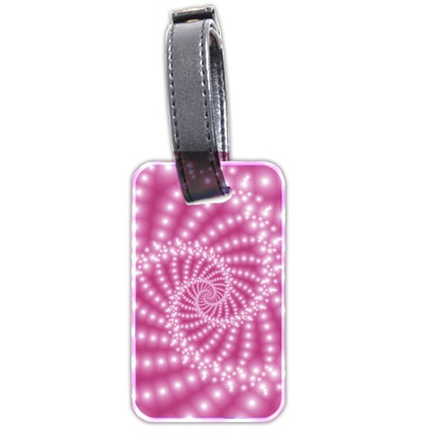 Glossy Pastel Pink Beaded Spiral Fractal  Luggage Tag (two sides) from ArtsNow.com Back