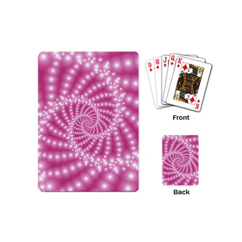 Glossy Pastel Pink Beaded Spiral Fractal  Playing Cards (Mini) from ArtsNow.com Back