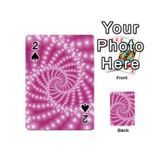 Glossy Pastel Pink Beaded Spiral Fractal  Playing Cards 54 (Mini) from ArtsNow.com Front - Spade2