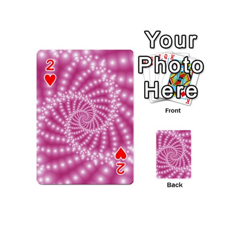 Glossy Pastel Pink Beaded Spiral Fractal  Playing Cards 54 (Mini) from ArtsNow.com Front - Heart2