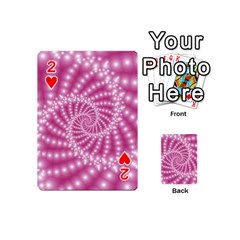 Glossy Pastel Pink Beaded Spiral Fractal  Playing Cards 54 (Mini) from ArtsNow.com Front - Heart2