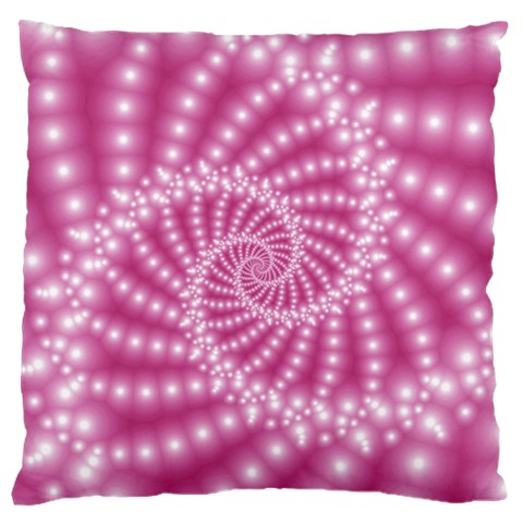 Glossy Pastel Pink Beaded Spiral Fractal  Large Cushion Case (One Side) from ArtsNow.com Front