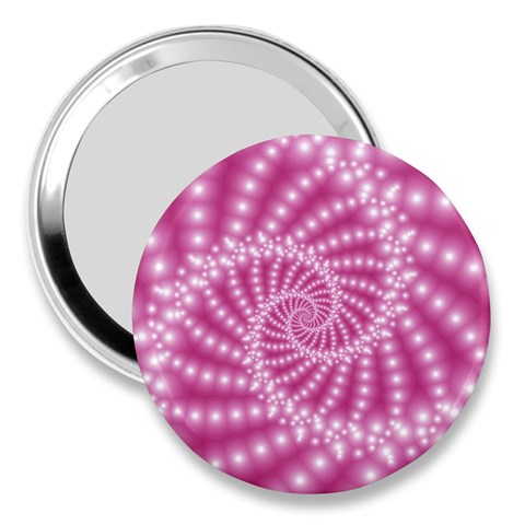 Glossy Pastel Pink Beaded Spiral Fractal  3  Handbag Mirror from ArtsNow.com Front