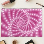 Glossy Pastel Pink Beaded Spiral Fractal  Cosmetic Bag (XXL)